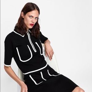 Zara Polo Sweater with Contrasting Piping Size Small